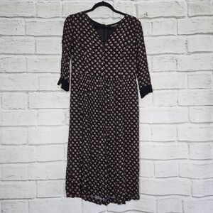 Club Monaco Women Multicolor Geometric Career 3/4 Sleeve Viscose Midi Dress Sz 4